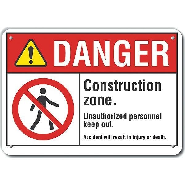 Lyle Alum Danger Construction Zone, 10"x7", LCU4-0137-NA_10X7 - LCU4-0137-NA_10X7