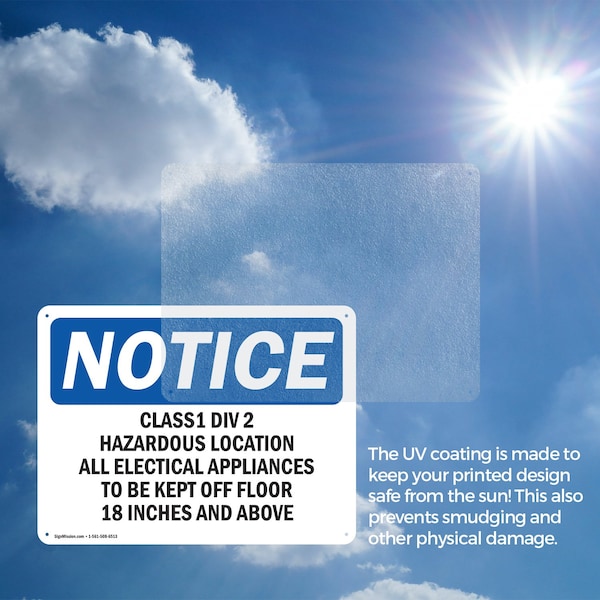Signmission Class 1 Div 2 Hazardous Location All Electrical OSHA Notice Sign, Plastic, 10in W x 7in L, 2PK - OS-2PACK-NS-P-710-L-10598