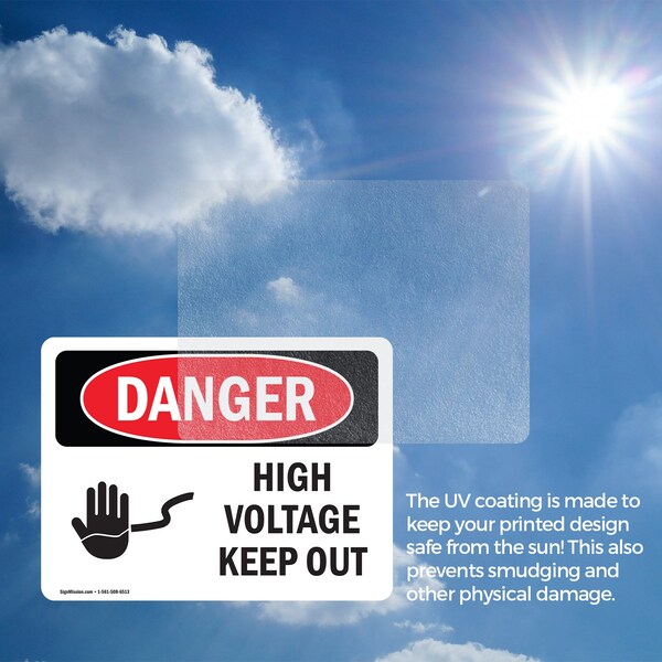 Signmission High Voltage Keep Out Danger Sign, Vinyl Decal, 14in W x 10in L, 2PK - OS-2PACK-DS-D-1014-L-1345