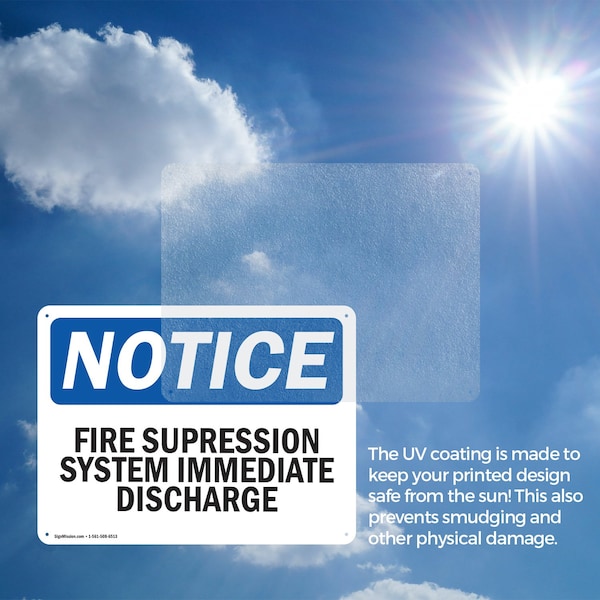 Signmission Fire Suppression System Immediate Discharge OSHA Notice Sign, Aluminum, 10in W x 7in L, 2PK - OS-2PACK-NS-A-710-L-12703
