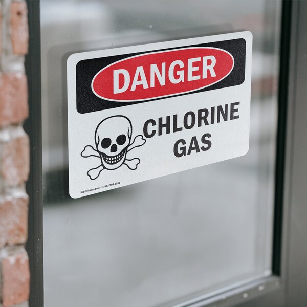 Signmission Chlorine Gas Danger Sign, Vinyl Decal, 24in W x 18in L, 2PK - OS-2PACK-DS-D-1824-L-2000