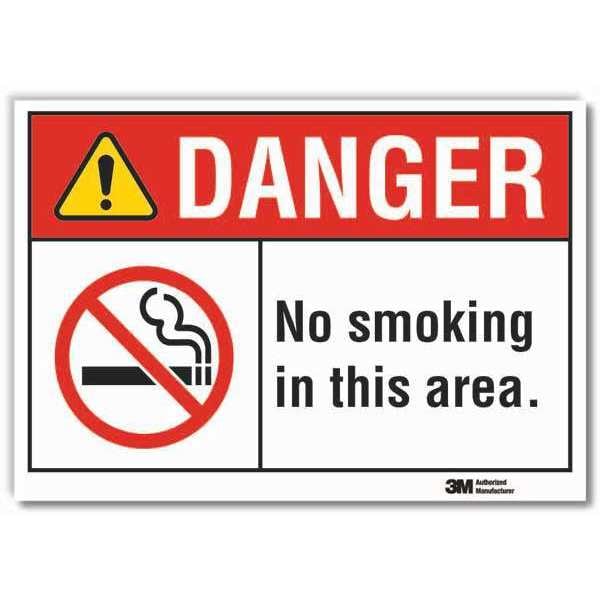 Lyle No Smoking Danger Reflective Label, 10" H, 14 in W, Reflective Sheeting, English, LCU4-0171-RD_14x10 - LCU4-0171-RD_14X10