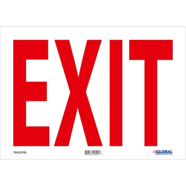 Global Industrial Exit Sign, Pressure Sensitive Vinyl, 14 in W, 10 in H - 724221PB