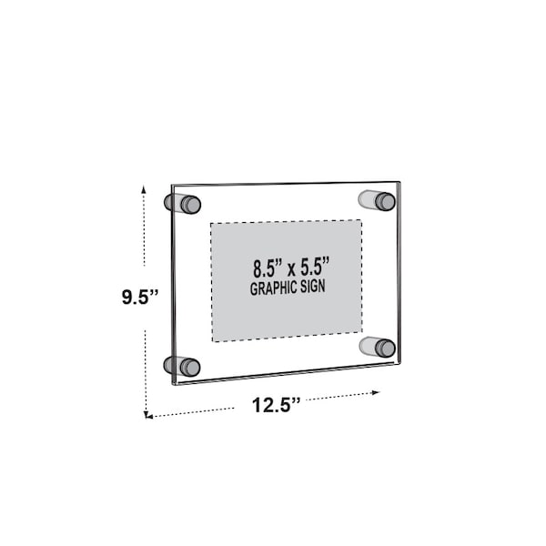 Azar Displays Standoff Sign Hldr: 8.5"x5.5" Graphic, Overall Frame Size: 12.5"x9.5" - 105511