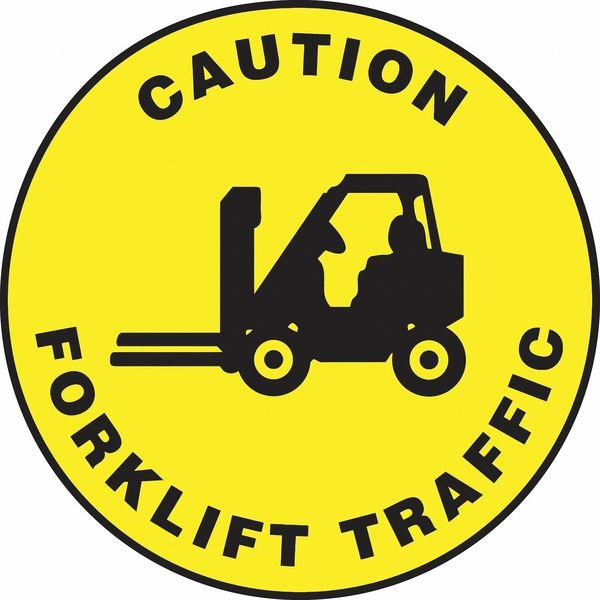 Accuform Slip-Gard Round Floor Sign, 17" H, 17" W, Vinyl, Circle, English, MFS0317 - MFS0317