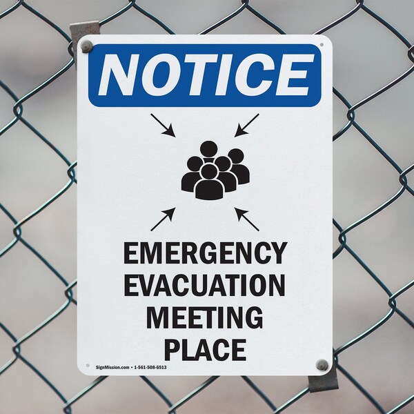 Signmission Emergency Evacuation, 10 in W x Rectangle, Aluminum - OS-2PACK-NS-A-1014-V-11797