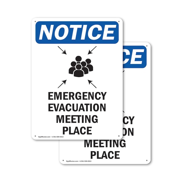 Signmission Emergency Evacuation, 10 in W x Rectangle, Aluminum - OS-2PACK-NS-A-1014-V-11797