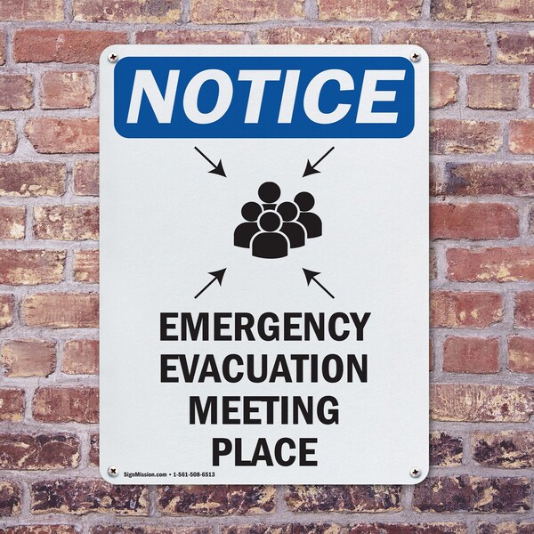 Signmission Emergency Evacuation, 10 in W x Rectangle, Aluminum - OS-2PACK-NS-A-1014-V-11797