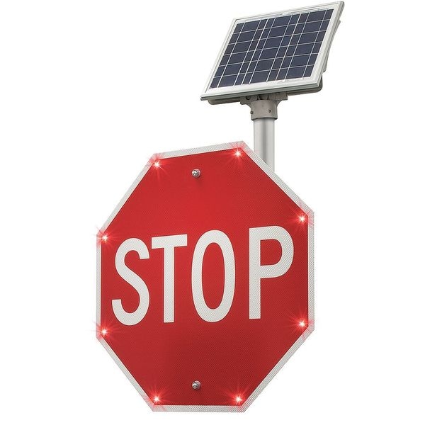 Blinkersigns Blinkersign, R1-1, 24in, Stop, DG3, Red, Solar - 2180-00235