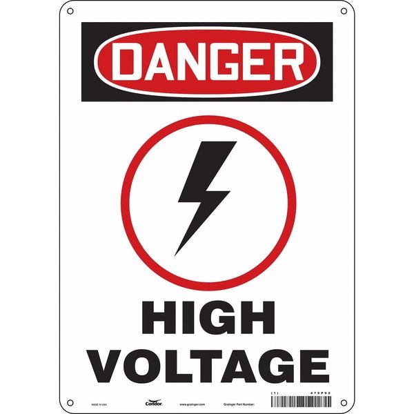 Condor Safety Sign, 14 in Height, 10 in Width, Polyethylene, Vertical Rectangle, English, 479P92 - 479P92