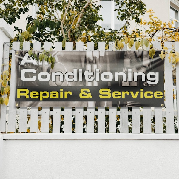 Signmission AC Repair & Service, 18 Inch x 48 Inch, Vinyl Banner - B-30452