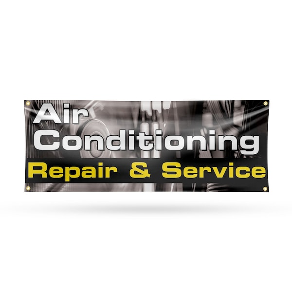Signmission AC Repair & Service, 18 Inch x 48 Inch, Vinyl Banner - B-30452
