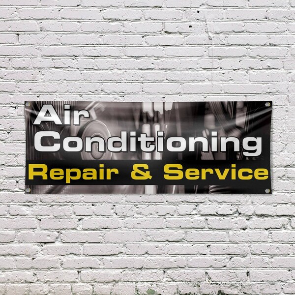 Signmission AC Repair & Service, 18 Inch x 48 Inch, Vinyl Banner - B-30452