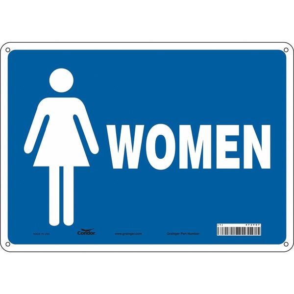 Condor Restroom Sign, WOMEN, 14 in W x 10 in H, Horizontal Rectangle, Aluminum, 473Y07 - 473Y07