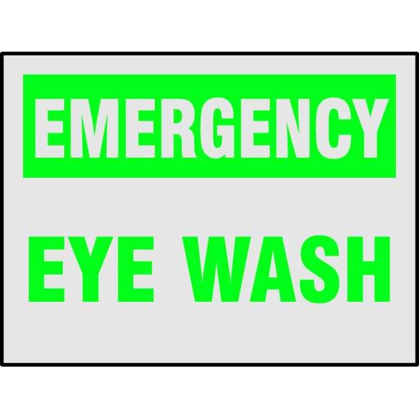Brady Emergency Eye Wash, 3 1/2 in x 5 in, Horizontal Rectangle, Reflective Sheeting, 21011LS - 21011LS