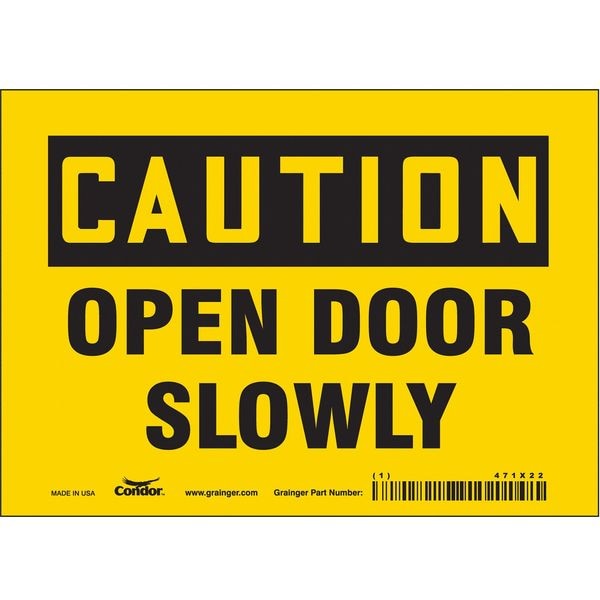Condor Caution, Open Door Slowly, 7 in W x 5 in H, Horizontal Rectangle, Vinyl, 471X22 - 471X22