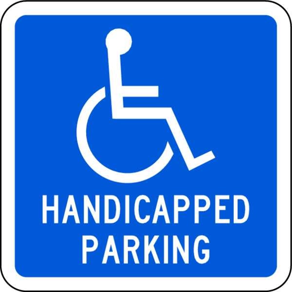 Lyle Handicap Parking Sign, 18" W, 18" H, English, Aluminum, Blue - HC-020-18HA