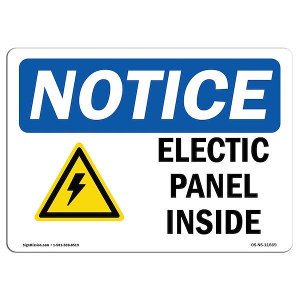 Signmission OSHA Notice Sign, 7" Height, Rigid Plastic, Electrical Panel Inside Sign With Symbol, Landscape - OS-NS-P-710-L-11669