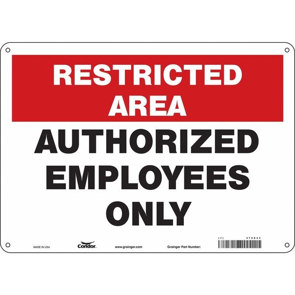 Condor Safety Sign, 10 in Height, 14 in Width, Polyethylene, Horizontal Rectangle, English, 472X43 - 472X43