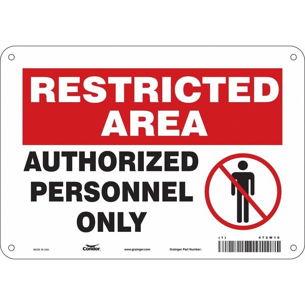 Condor Safety Sign, 7 in Height, 10 in Width, Polyethylene, Vertical Rectangle, English, 472W16 - 472W16