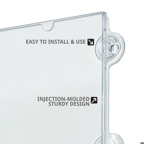 Azar Displays Clear Acrylic Window/Door Sign Holder Frame with Suction Cups 8.5''W x 11''H , 2-Pack - 106614