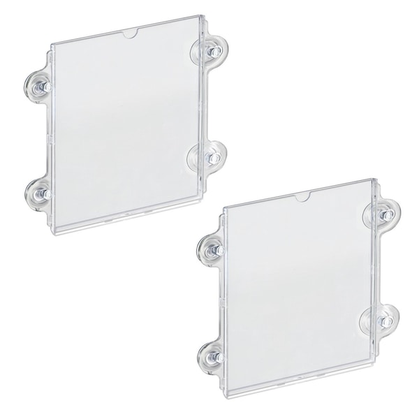 Azar Displays Clear Acrylic Window/Door Sign Holder Frame with Suction Cups 8.5''W x 11''H , 2-Pack - 106614