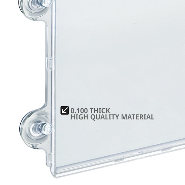 Azar Displays Clear Acrylic Window/Door Sign Holder Frame with Suction Cups 8.5''W x 11''H , 2-Pack - 106614