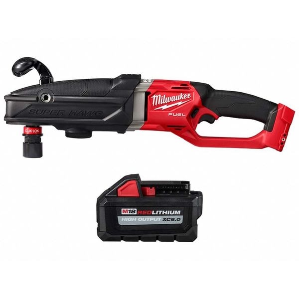 Milwaukee Tool Drill and Battery, 18V DC, 1,550 RPM - 2811-20, 48-11-1865