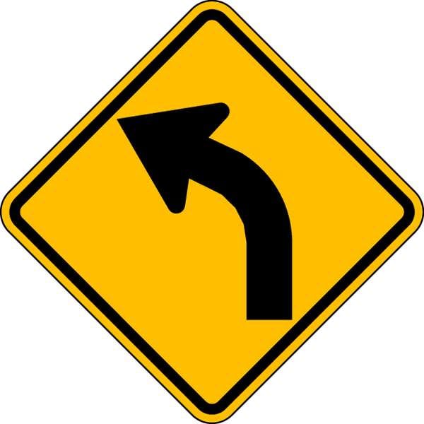 Lyle Left Curve Traffic Sign, 12 in Height, 12 in Width, Aluminum, Diamond, No Text - W1-2L-12HA