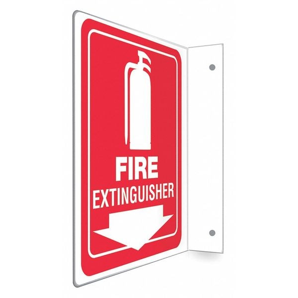 Condor High Visibility Safety Sign, 12 in Height, 9 in Width, PETG, L-Shape Projection, English - 480X54