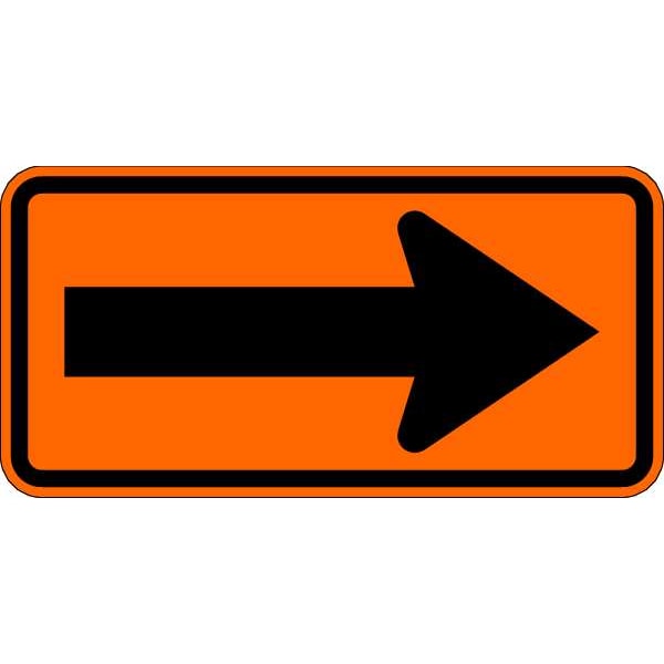 Lyle Arrow Traffic Sign, 24 in Height, 48 in Width, Aluminum, Horizontal Rectangle, No Text - W1-6-BO-48HA