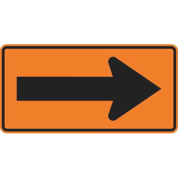 Lyle Arrow Traffic Sign, 24 in Height, 48 in Width, Aluminum, Horizontal Rectangle, No Text - W1-6-BO-48HA