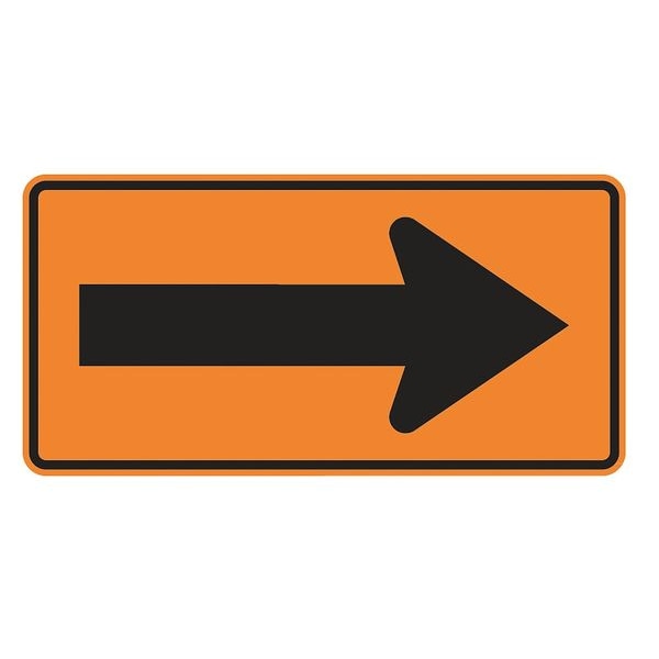 Lyle Arrow Traffic Sign, 24 in Height, 48 in Width, Aluminum, Horizontal Rectangle, No Text - W1-6-BO-48HA