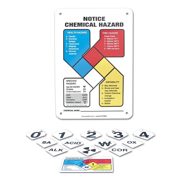 Accuform NFPA Sign, NFPA Notice Chemical Hazard Sign, 7 in W, 10 in H - ZFD814VA