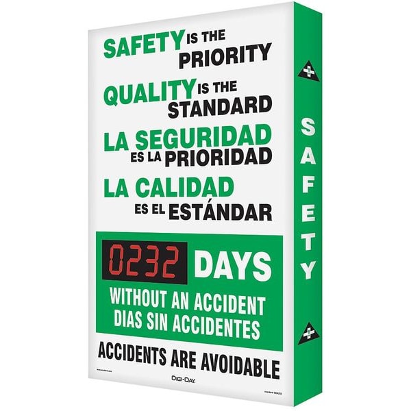 Accuform Electronic Safety Scoreboard, 28 in H x, 20 in W, Aluminum - SBSCK117