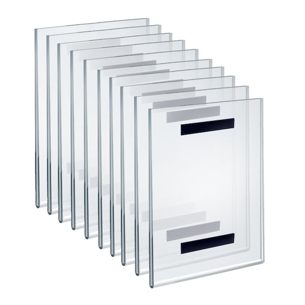 Azar Displays Clear Acrylic Magnet Back Sign Holder Frames 8.5 W x 11 H - Vertical / Portrait, 10-Pack - 129921