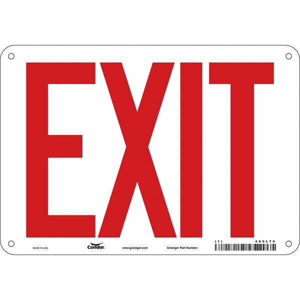 Condor Exit Sign, Aluminum, 10" W, 7" H, Exit, White - 480L76