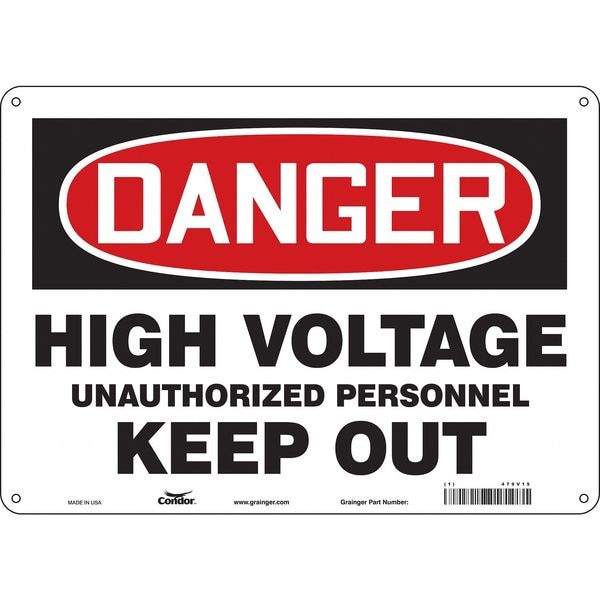 Condor Safety Sign, 10 in Height, 14 in Width, Polyethylene, Horizontal Rectangle, English, 479V15 - 479V15