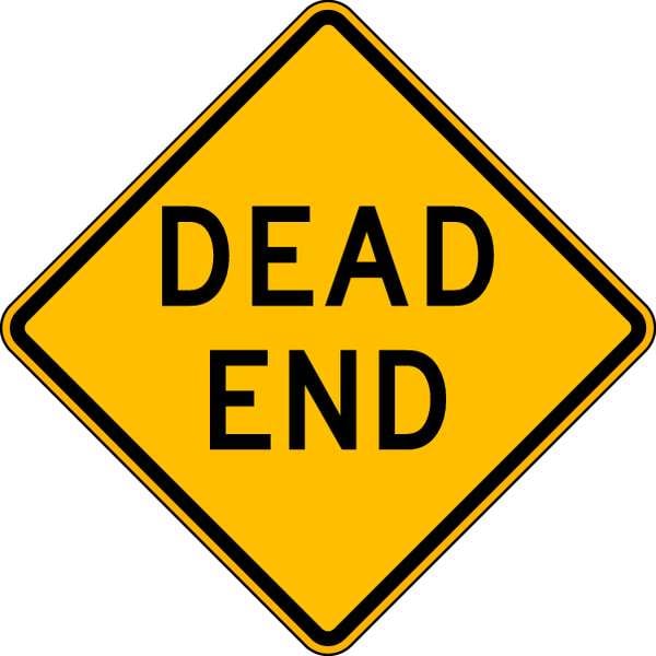 Lyle Dead End Traffic Sign, 24 in H, 24 in W, Aluminum, Diamond, English, W14-1-24DA - W14-1-24DA