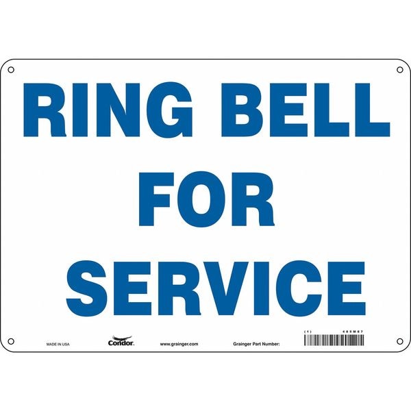 Condor RING BELL FOR SERVICE, 14 in W x 10 in H, Horizontal Rectangle, Aluminum, 485M87 - 485M87