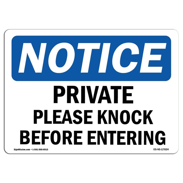 Signmission Private Please Knock Before Entering , 10 Inch X 7 Inch, Decal - OS-NS-D-710-L-17824