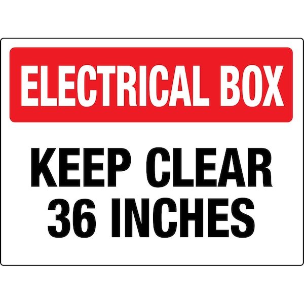 Creative Safety Supply Electrical BoX Keep Clear 36 inches, Wall Sign, 14inX10in, Peel/Stick Permanent Adhesive Wall Sign - WS29002-14-PS