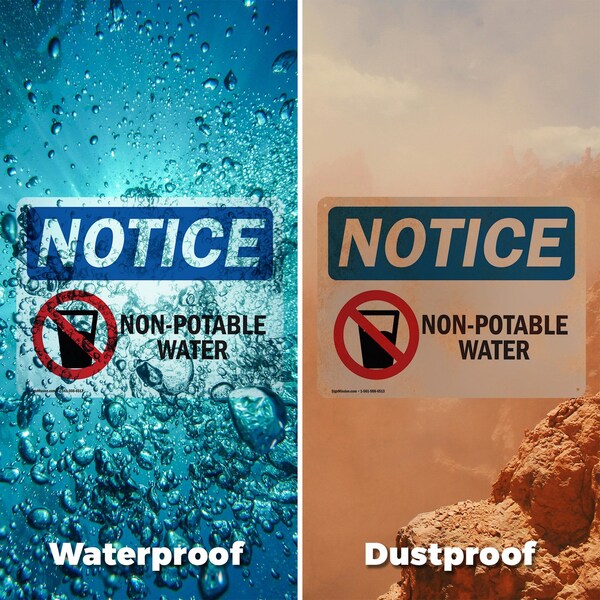 Signmission Non-Potable Water Sign With Symbol, 5 in W x Rectangle, Vinyl Decal - OS-2PACK-NS-D-35-L-15102