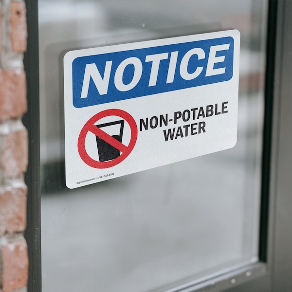 Signmission Non-Potable Water Sign With Symbol, 5 in W x Rectangle, Vinyl Decal - OS-2PACK-NS-D-35-L-15102