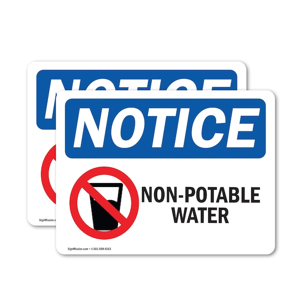 Signmission Non-Potable Water Sign With Symbol, 5 in W x Rectangle, Vinyl Decal - OS-2PACK-NS-D-35-L-15102