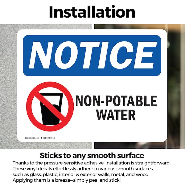 Signmission Non-Potable Water Sign With Symbol, 5 in W x Rectangle, Vinyl Decal - OS-2PACK-NS-D-35-L-15102