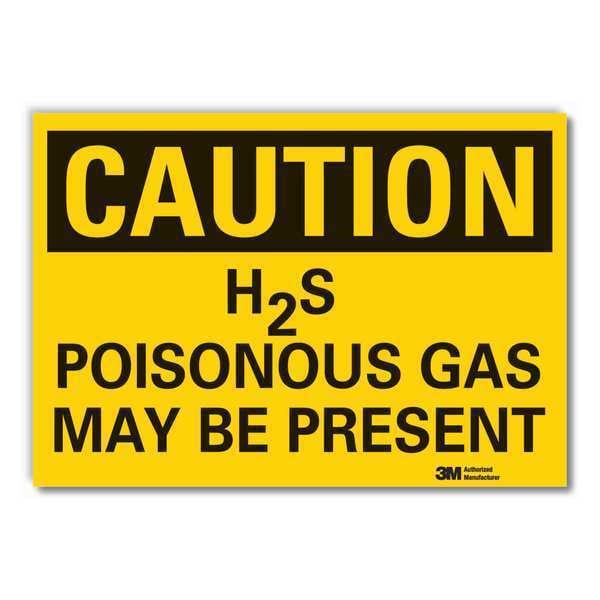 Lyle H(2)S Poisonous Gas Caution Reflective Label, 7 in Height, 10 in Width, Reflective Sheeting - LCU3-0347-RD_10X7
