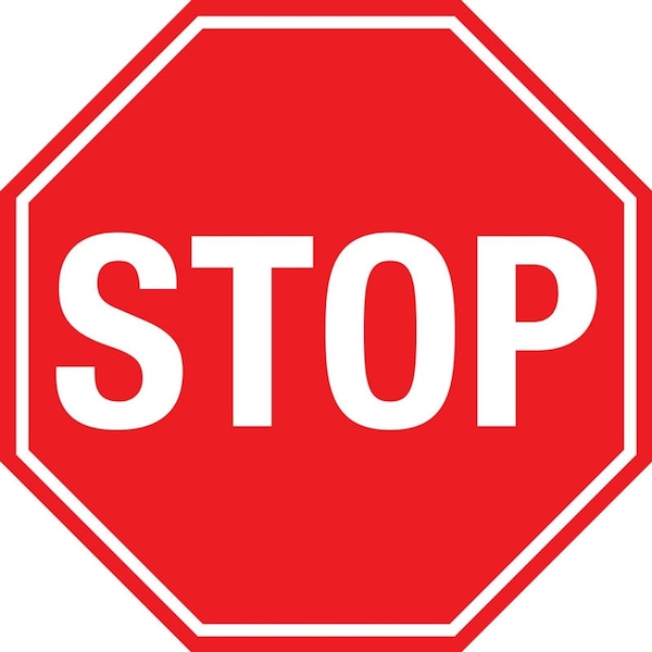 5S Supplies Stop Sign - Basic Floor Sign 24in Diameter Non Slip Floor Sign - FS-STOPBAS-24