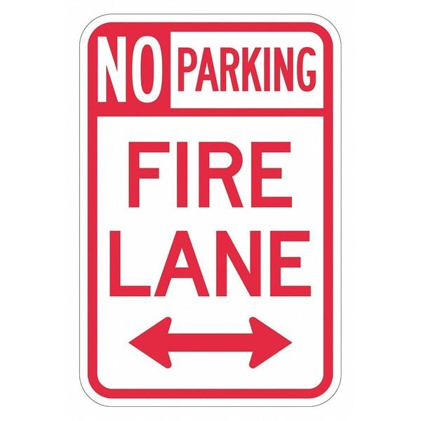 Lyle No Parking Fire Lane Parking Sign, 18 in Height, 12 in Width, Aluminum, Vertical Rectangle, English - T1-2857-HI_12X18