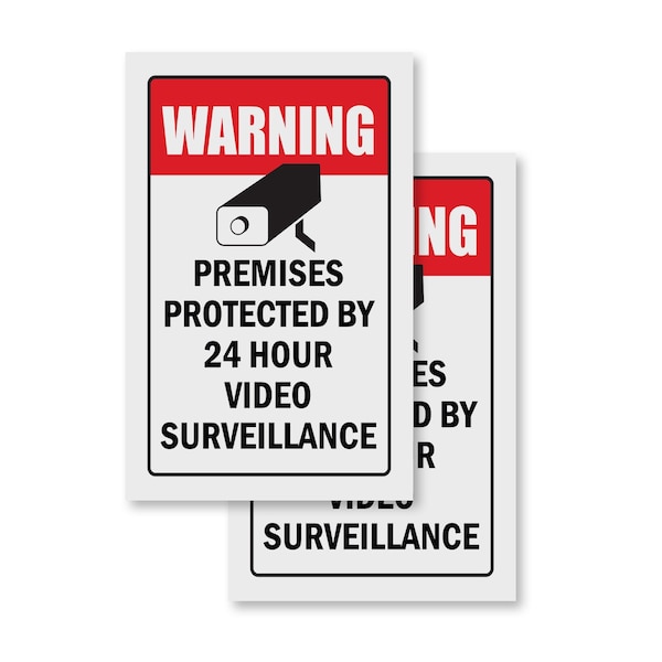 Signmission Video Surveillance, Vinyl Decals Only 24 Inch x 36 Inch, Vinyl Decal, 2PK - DSB-2436-2PACK-VIDEO SURVEILLANCE